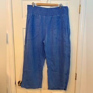 Anthropologie Blue barrel pull-on linen pants large